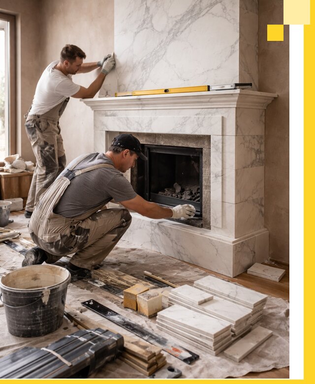 Отделка каминов в Дюртюли качественные облицовочные работы