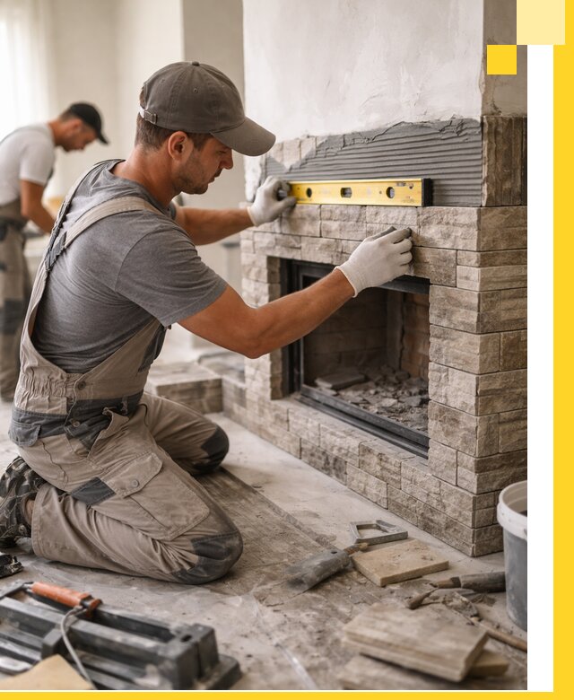 Облицовка каминов в Дюртюли, монтаж и отделка натуральным камнем