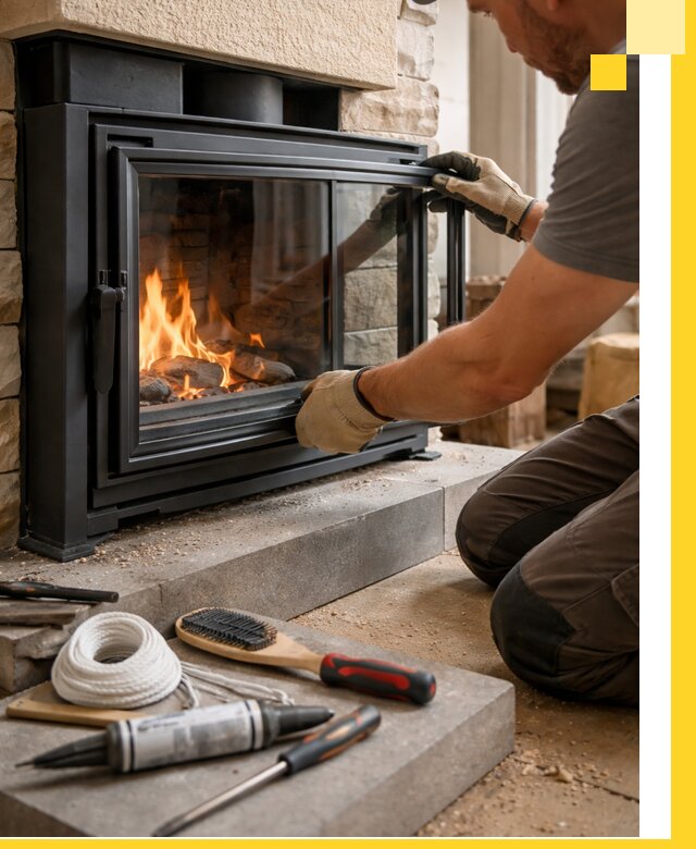 Производство, монтаж и доставка каминов со стеклом в Дюртюли