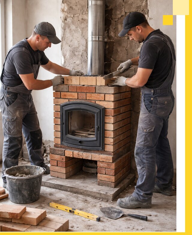 Монтаж печи камина под ключ в Дюртюли с гарантией и пусконаладкой