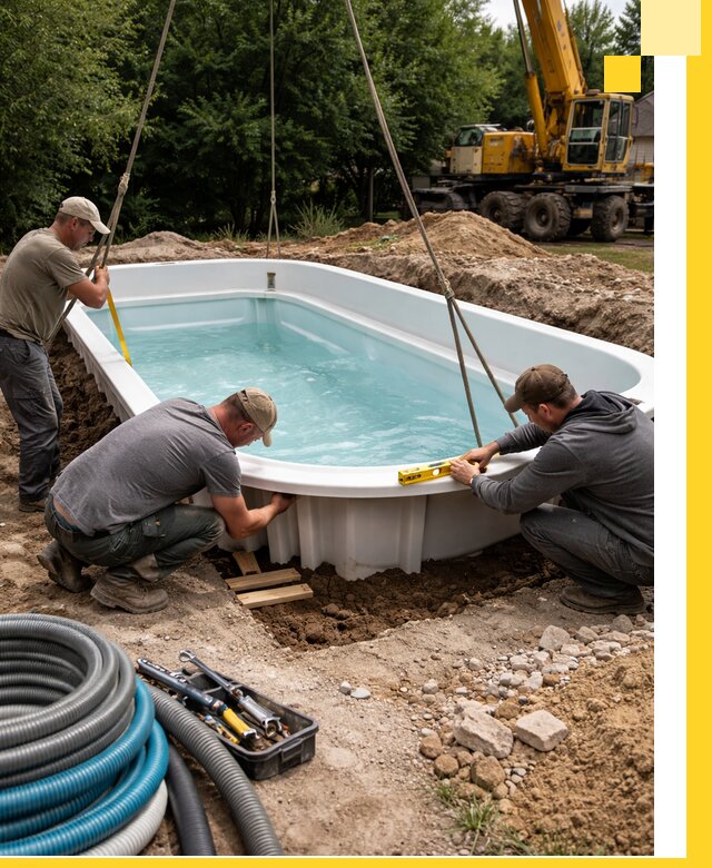 Установка и монтаж композитных бассейнов под ключ в Дюртюли