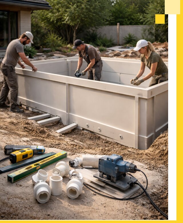 Установка полипропиленовых бассейнов под ключ в Дюртюли