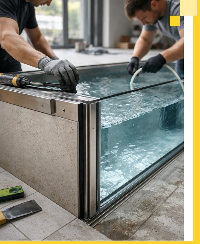 Проектирование и монтаж стеклянных бассейнов в Дюртюли