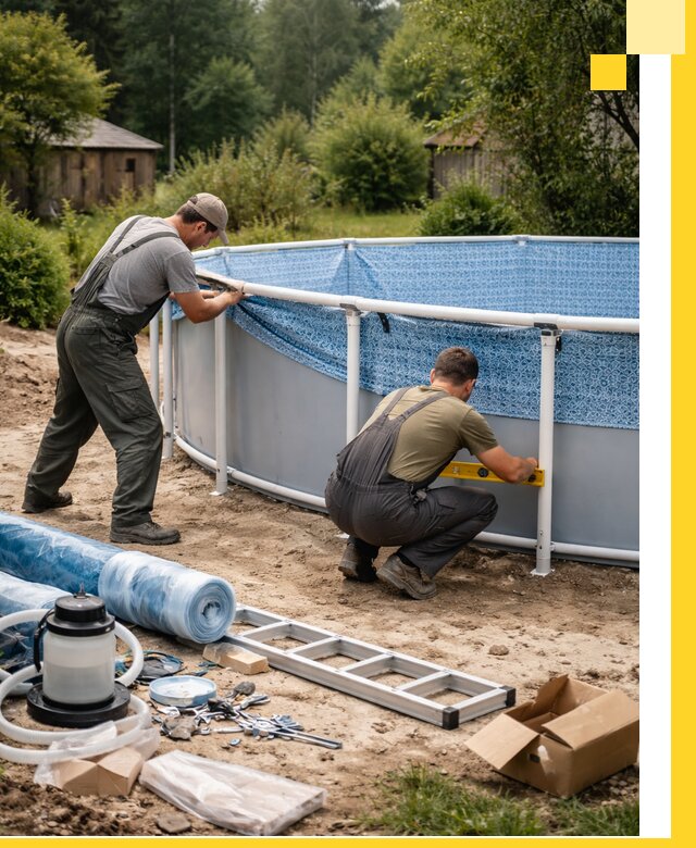 Установка и монтаж каркасных бассейнов в Дюртюли под ключ