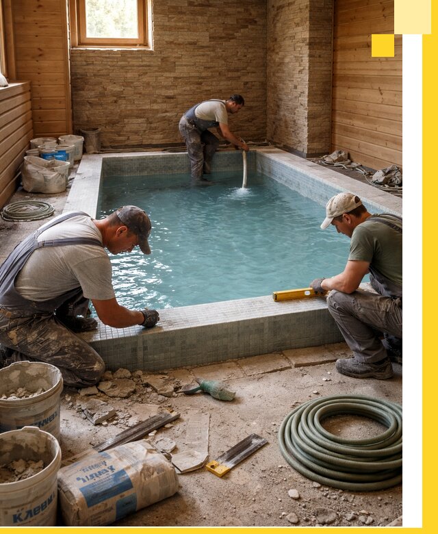 Проектирование и строительство бассейнов для бани в Дюртюли