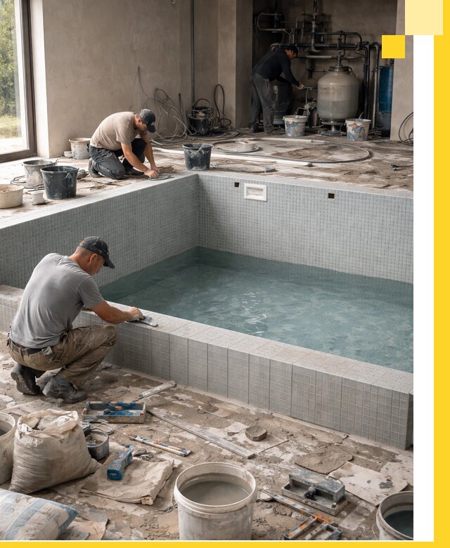 Строительство и монтаж бассейнов в помещении в Дюртюли