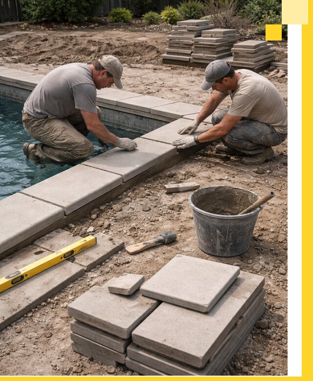 Установка и изготовление копингового камня для бассейнов в Дюртюли
