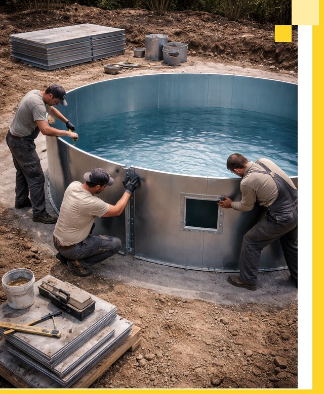 Круглые бассейны под ключ в Дюртюли проектирование и монтаж