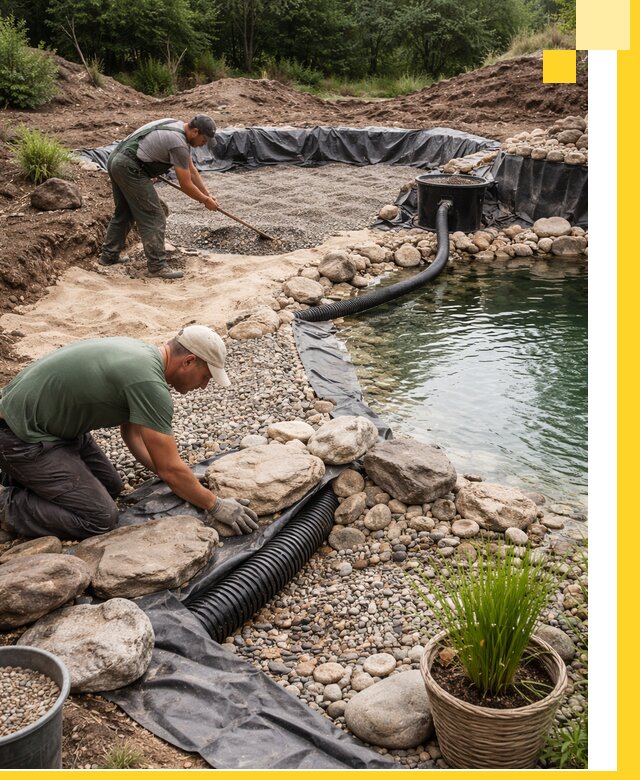 Строительство природных бассейнов и озер в Дюртюли под ключ