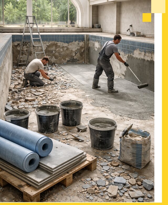 Реконструкция бассейнов в Дюртюли: ремонт, гидроизоляция