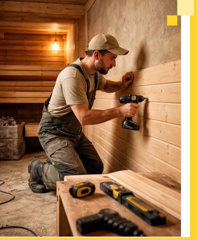 Профессиональная внутренняя отделка бани в Дюртюли под ключ