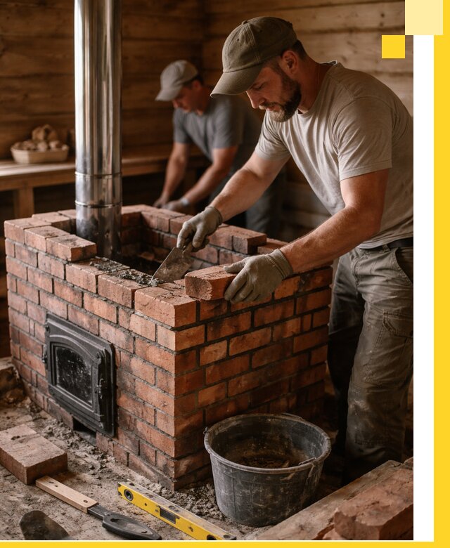 Кирпичные печи для бани под ключ в Дюртюли, проект и монтаж