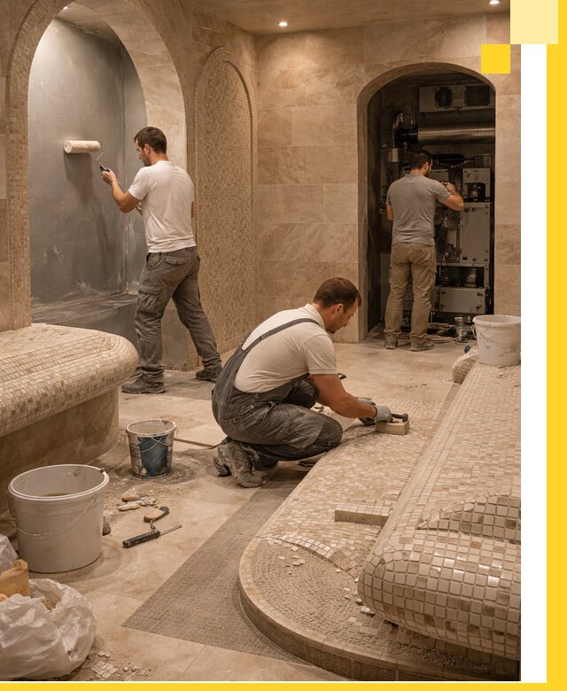 Строительство бани с хамамом и бассейном под ключ в Дюртюли