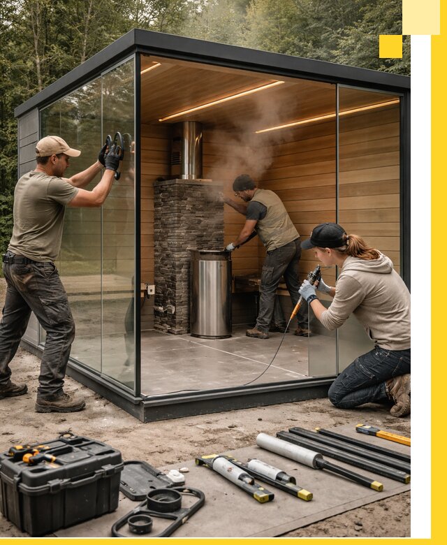 Проектирование и строительство стеклянных бань в Дюртюли