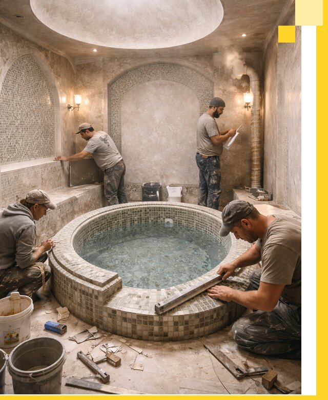Профессиональное строительство хамама с бассейном в Дюртюли под ключ