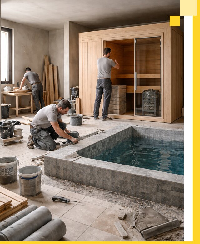 SPA зоны под ключ с бассейном сауной и печью в Дюртюли